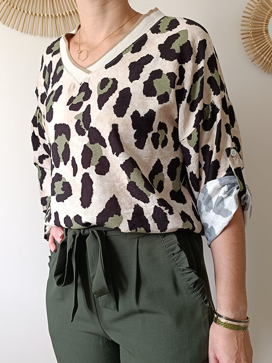 Blouse Léopard kaki