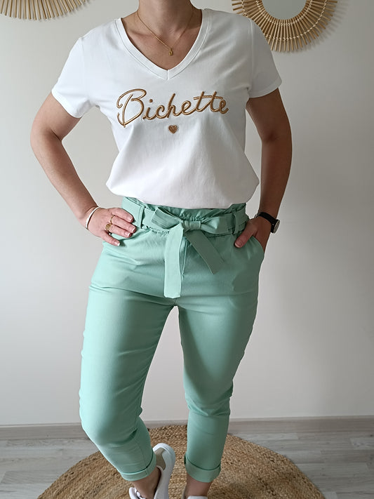 Pantalon Sacha vert d'eau