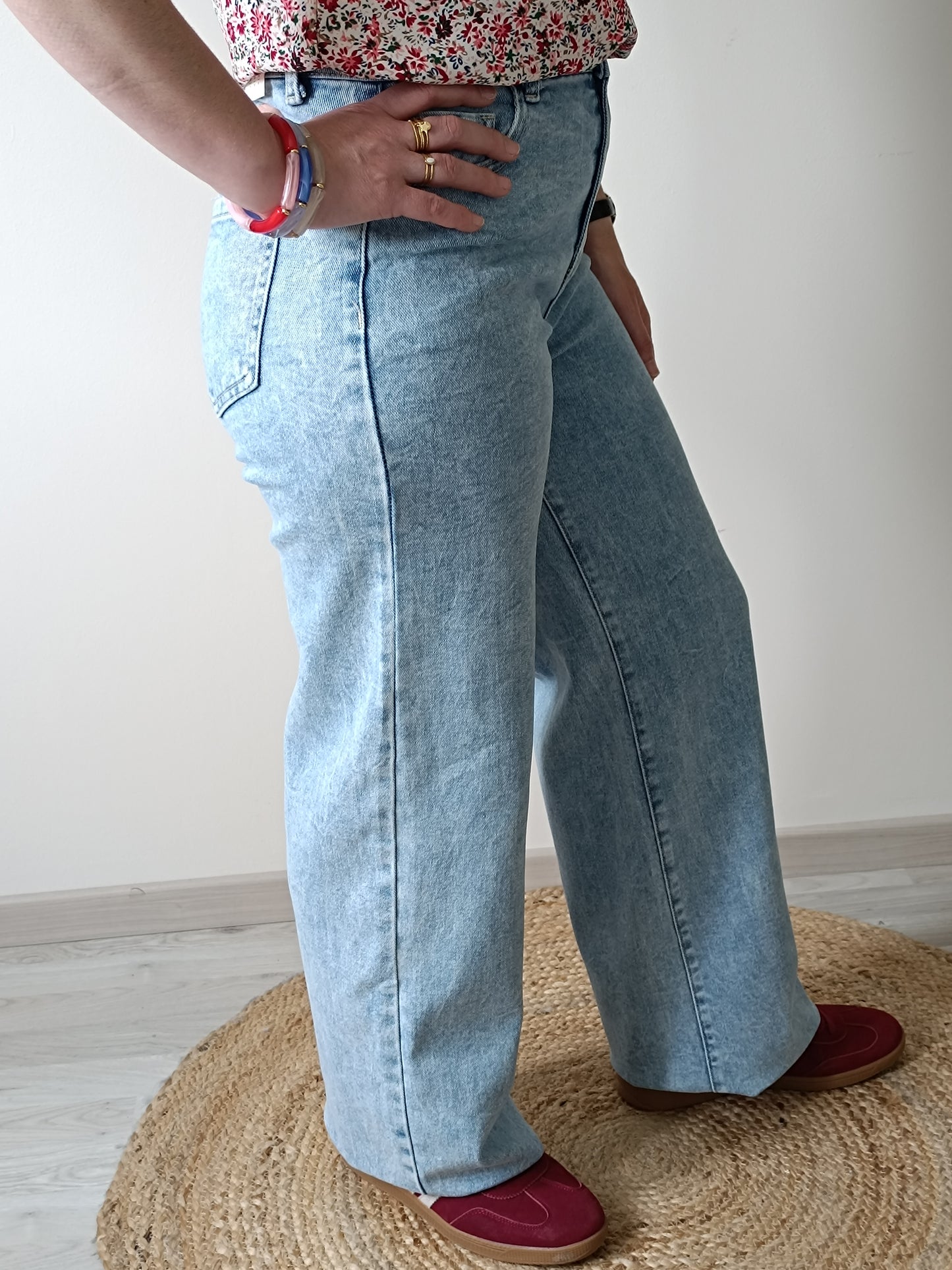 Jeans wide leg bleu