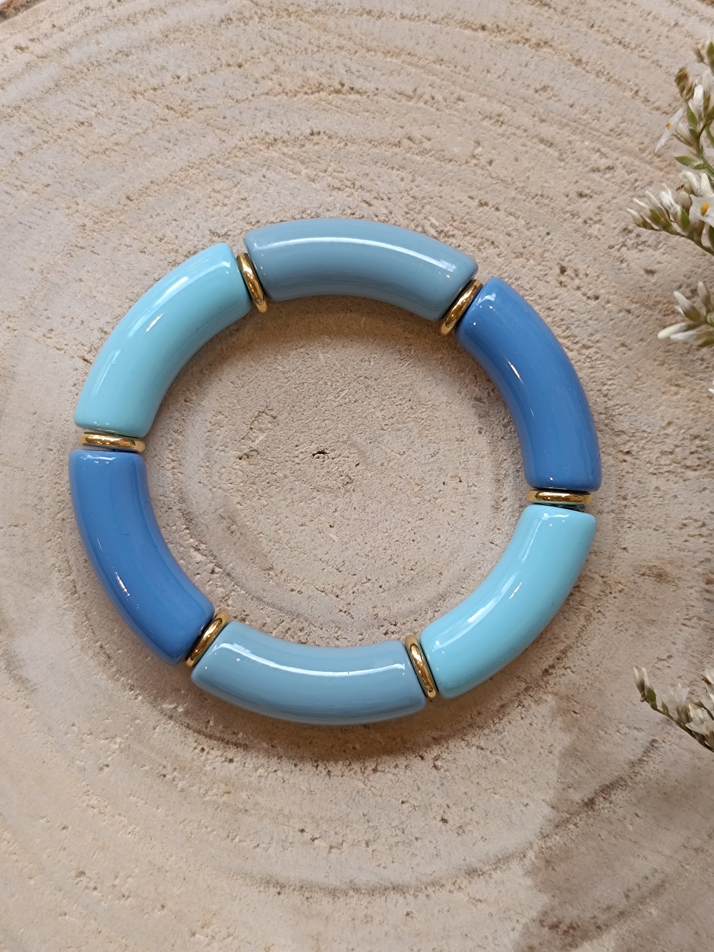 Bracelet élastique résine bleu