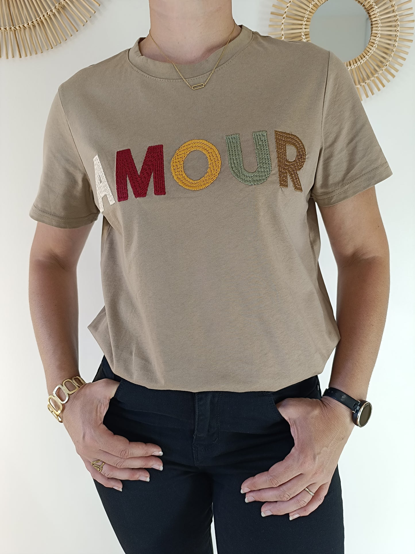 Tee-shirt "AMOUR" camel