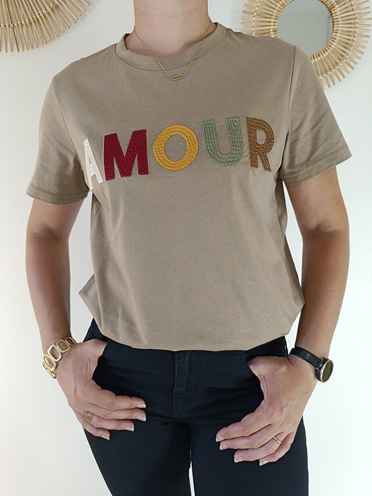 Tee-shirt "AMOUR" camel