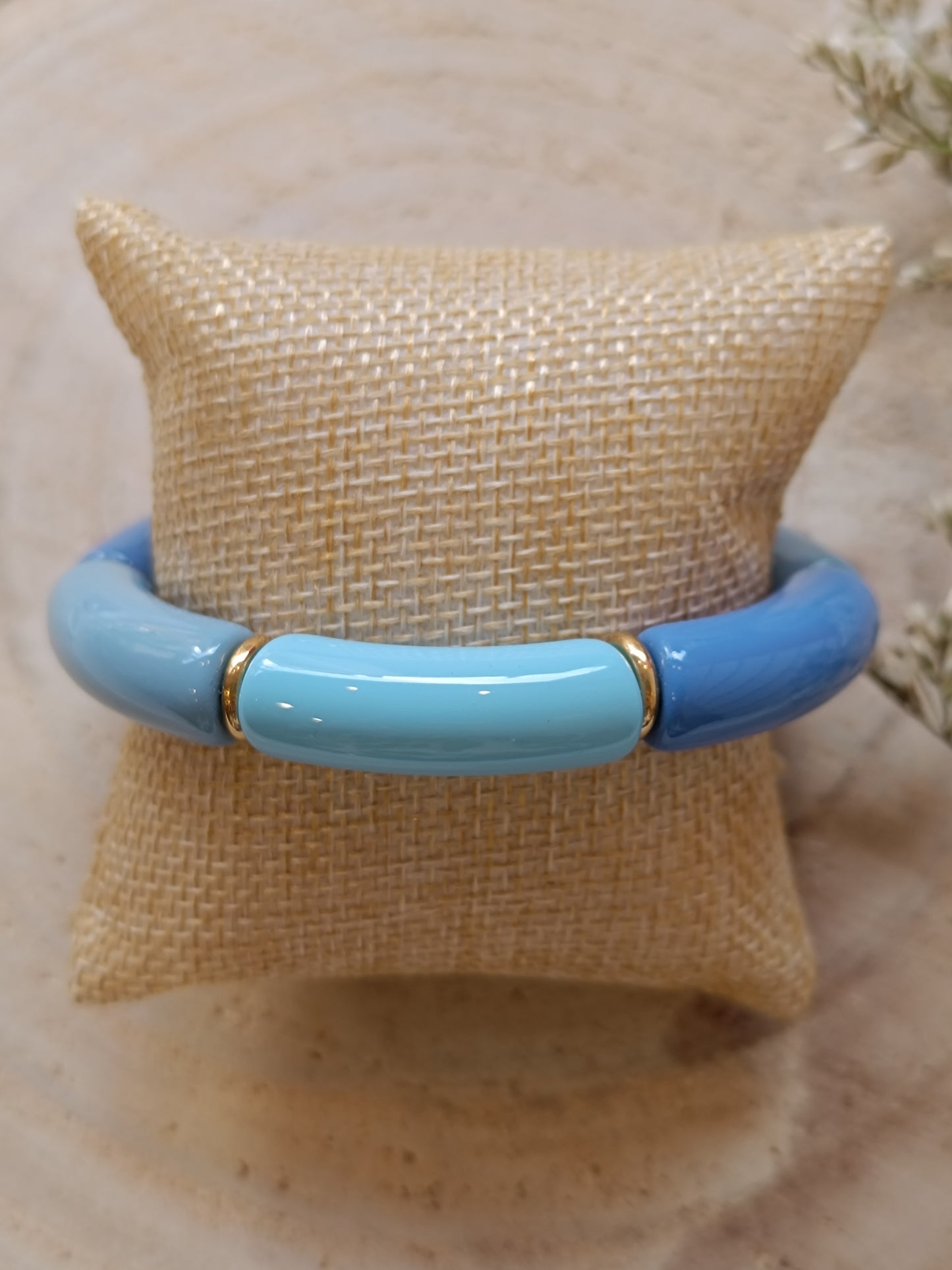 Bracelet élastique résine bleu