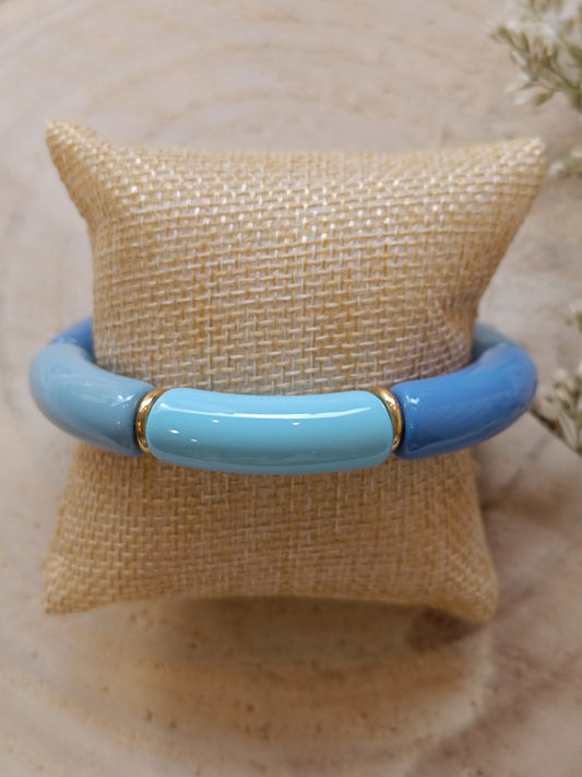Bracelet élastique résine bleu