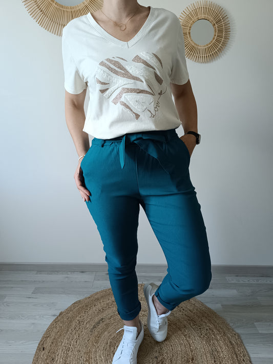 Pantalon Sacha bleu pétrole