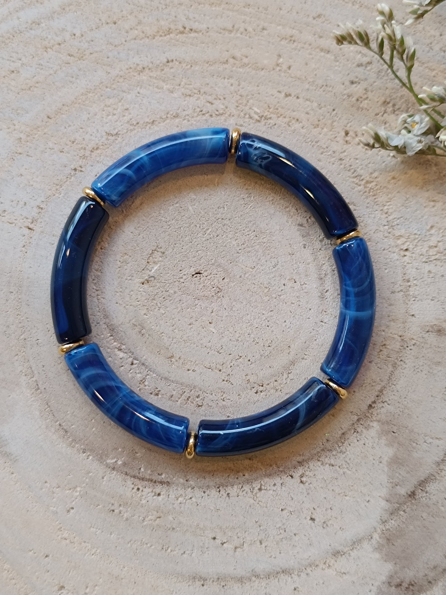 Bracelet élastique résine bleu