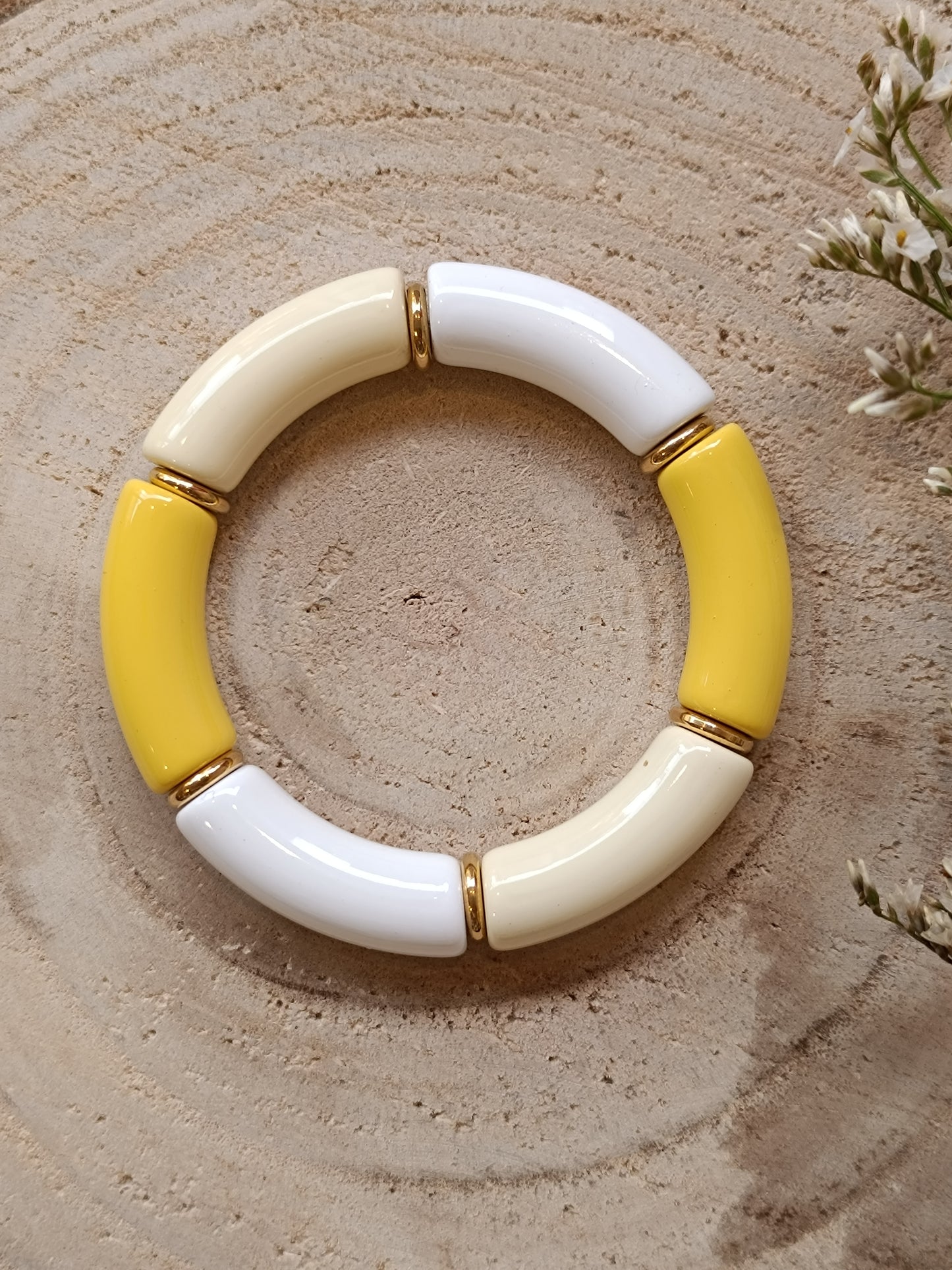 Bracelet élastique résine jaune