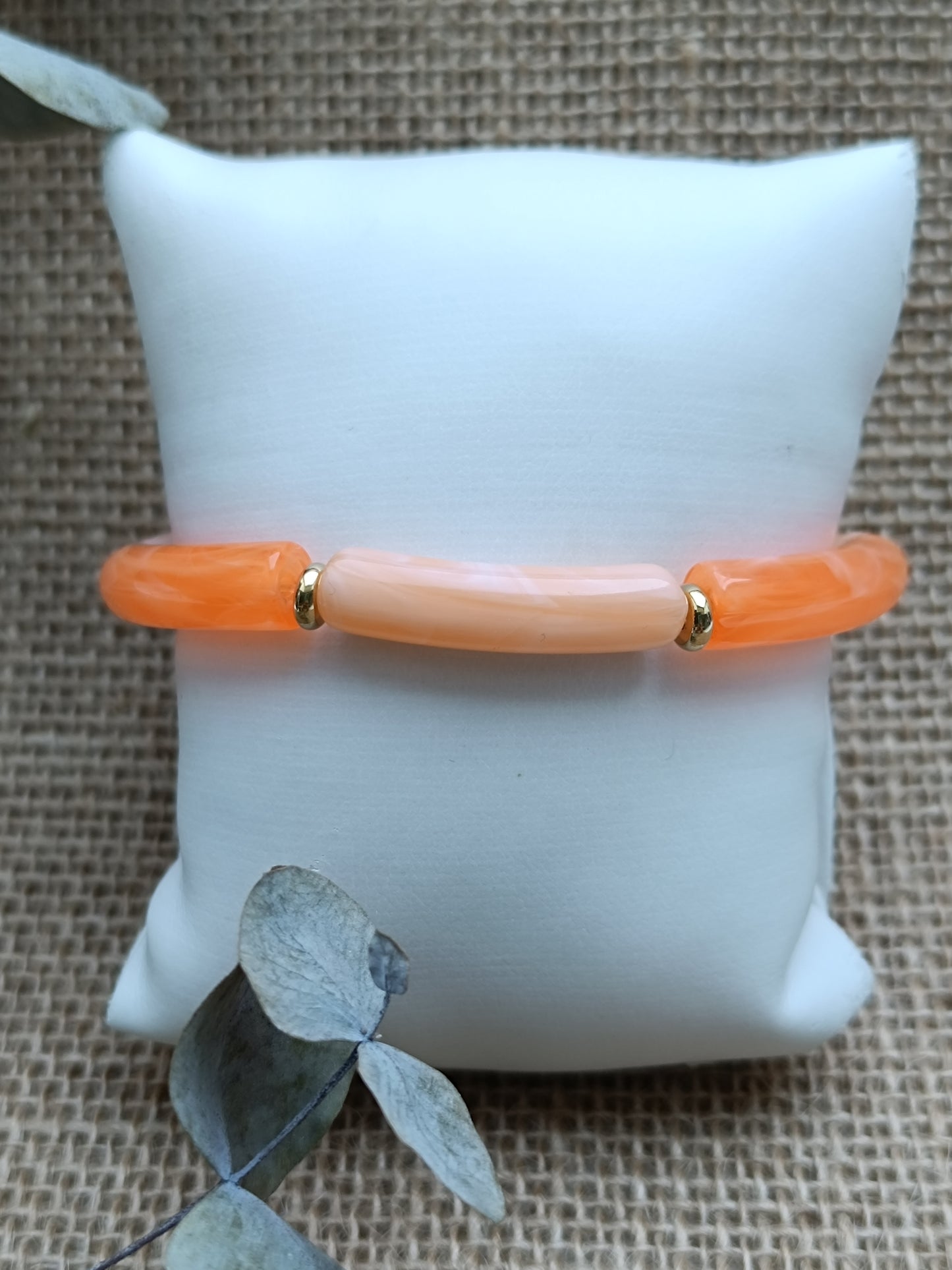Bracelet élastique résine orange clair