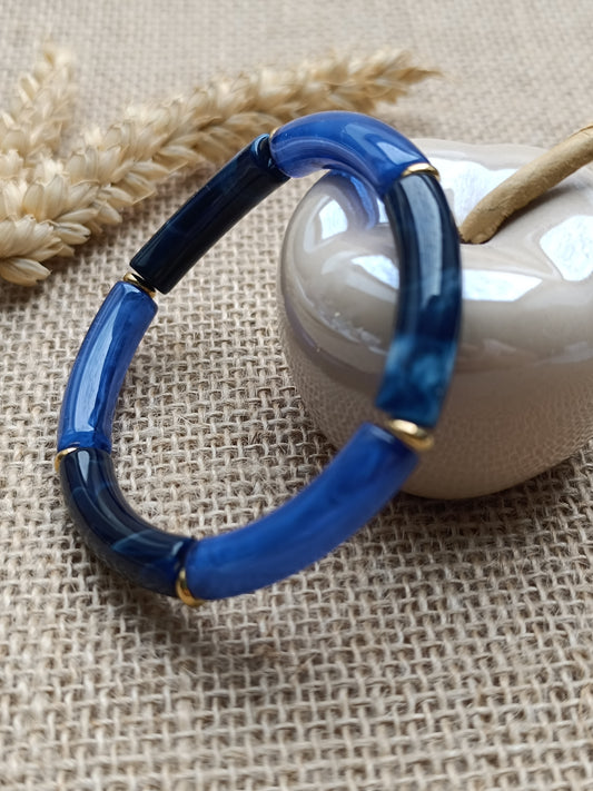 Bracelet élastique résine bleu foncé
