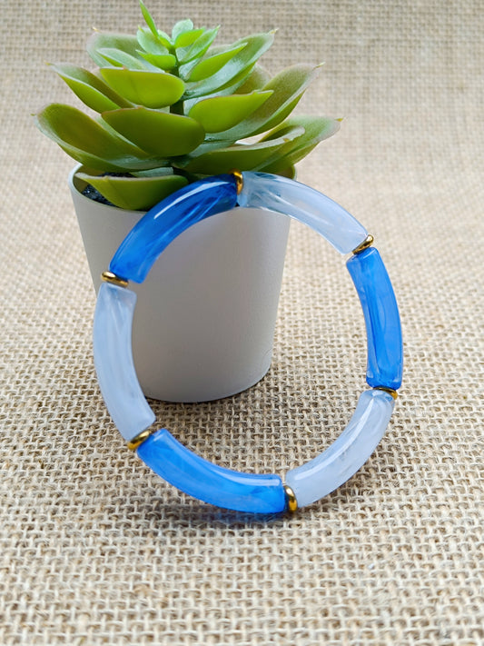Bracelet élastique résine bleu clair