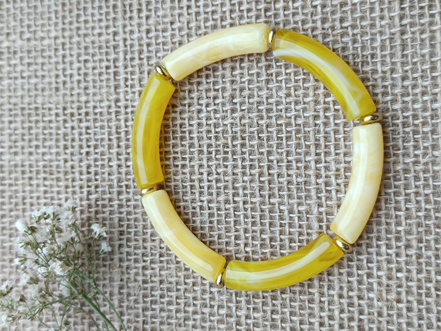 Bracelet élastique résine jaune