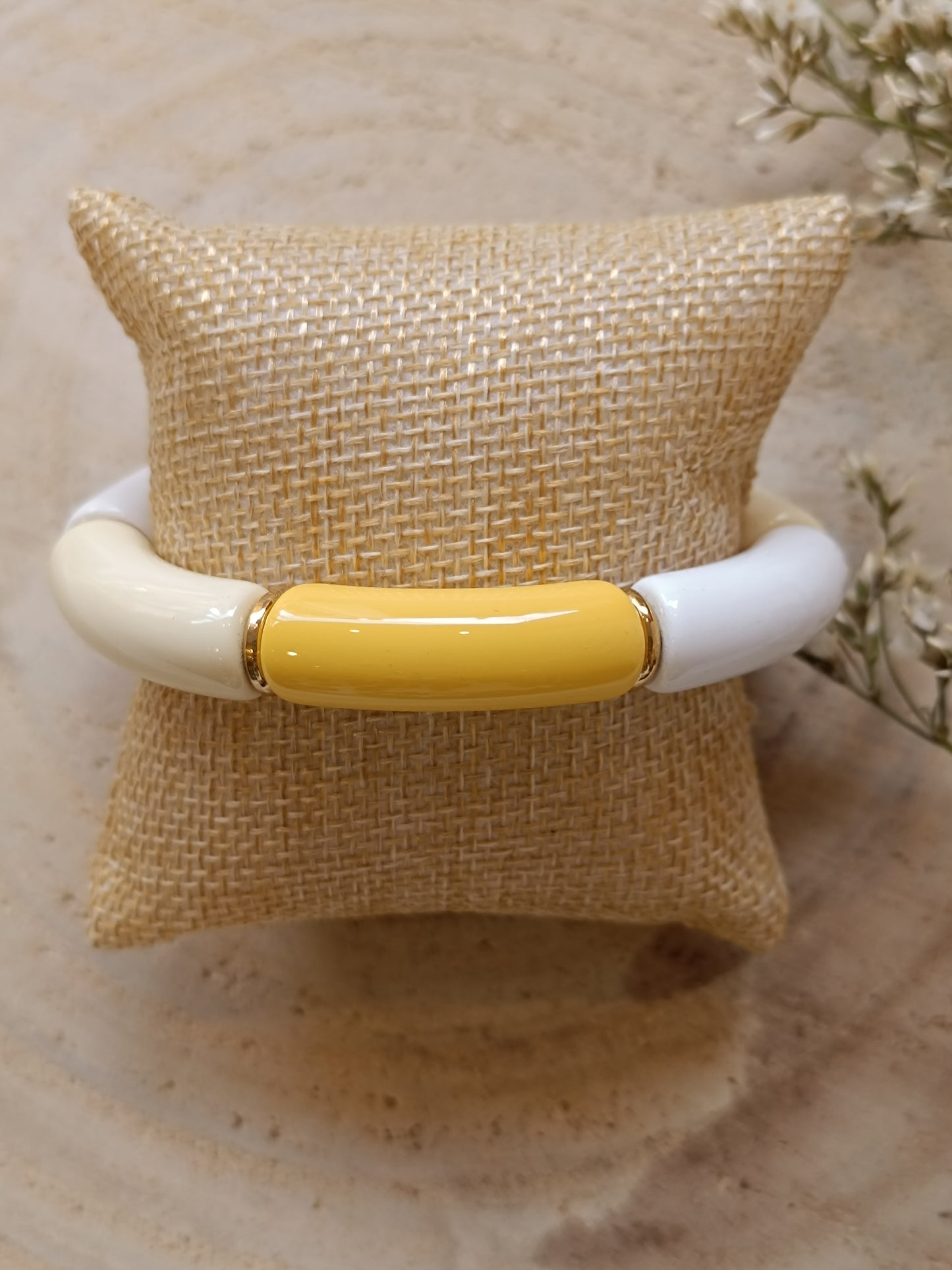Bracelet élastique résine jaune