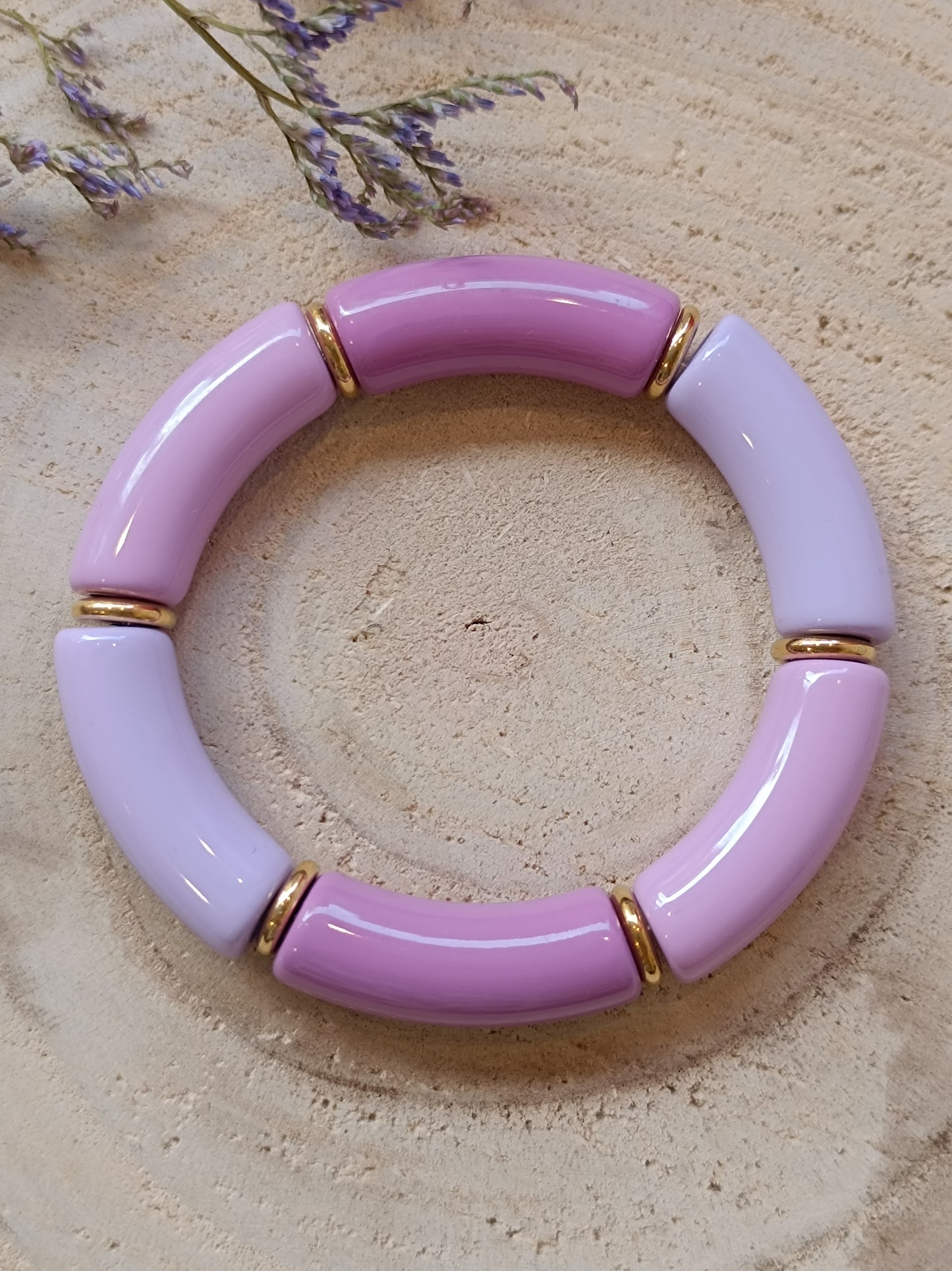 Bracelet élastique résine violet