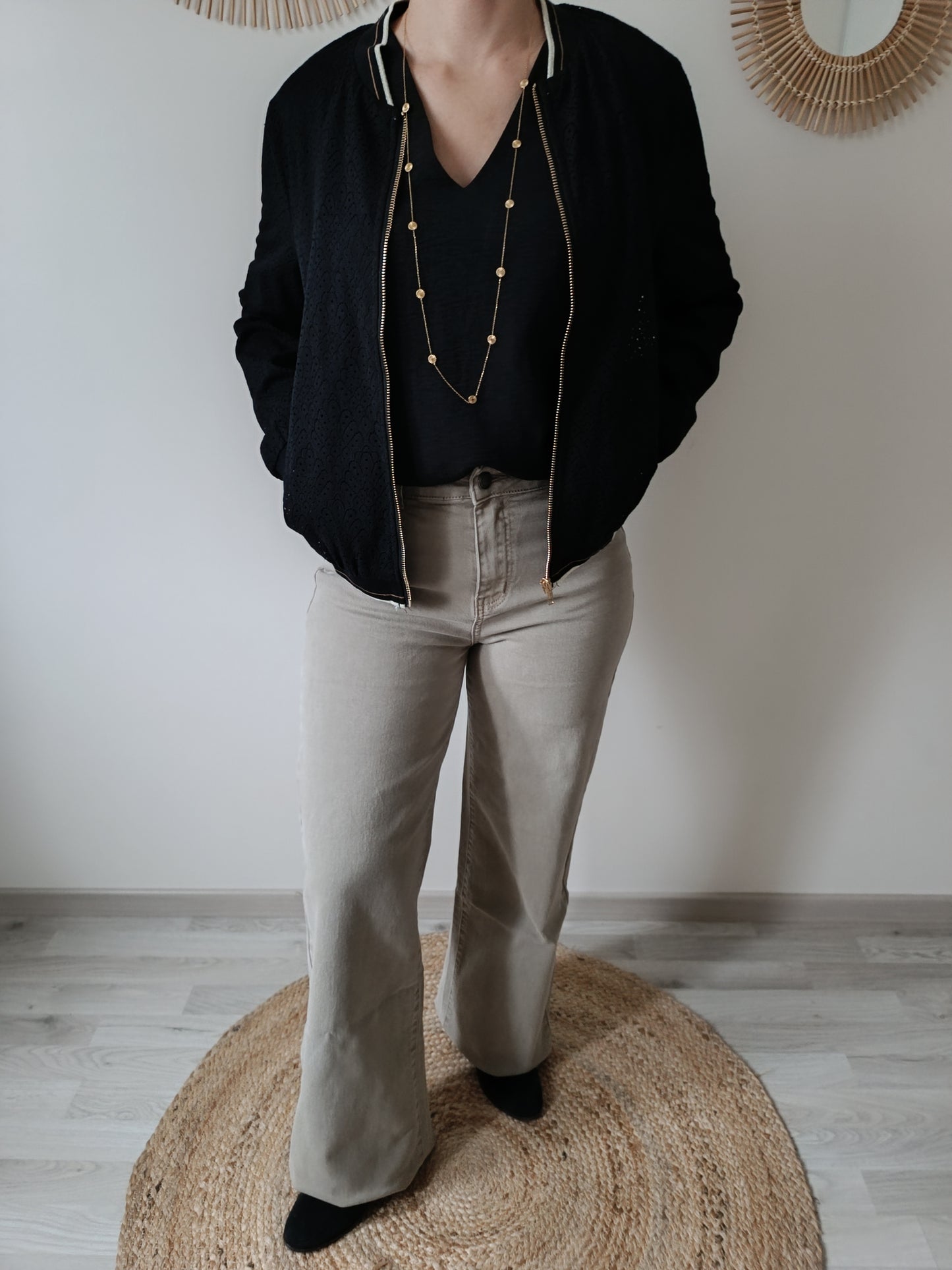 Jeans wide leg beige