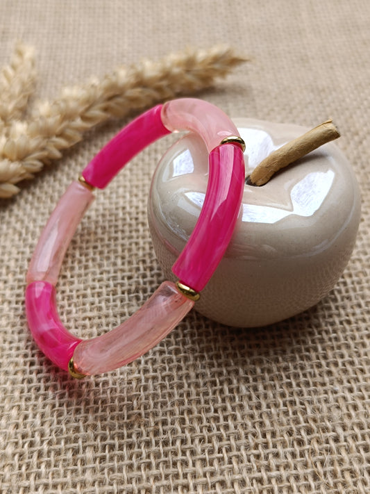 Bracelet élastique résine rose