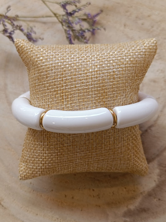 Bracelet élastique résine blanc